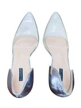 Elditas Silver and Clear Toe Metallic High Heels